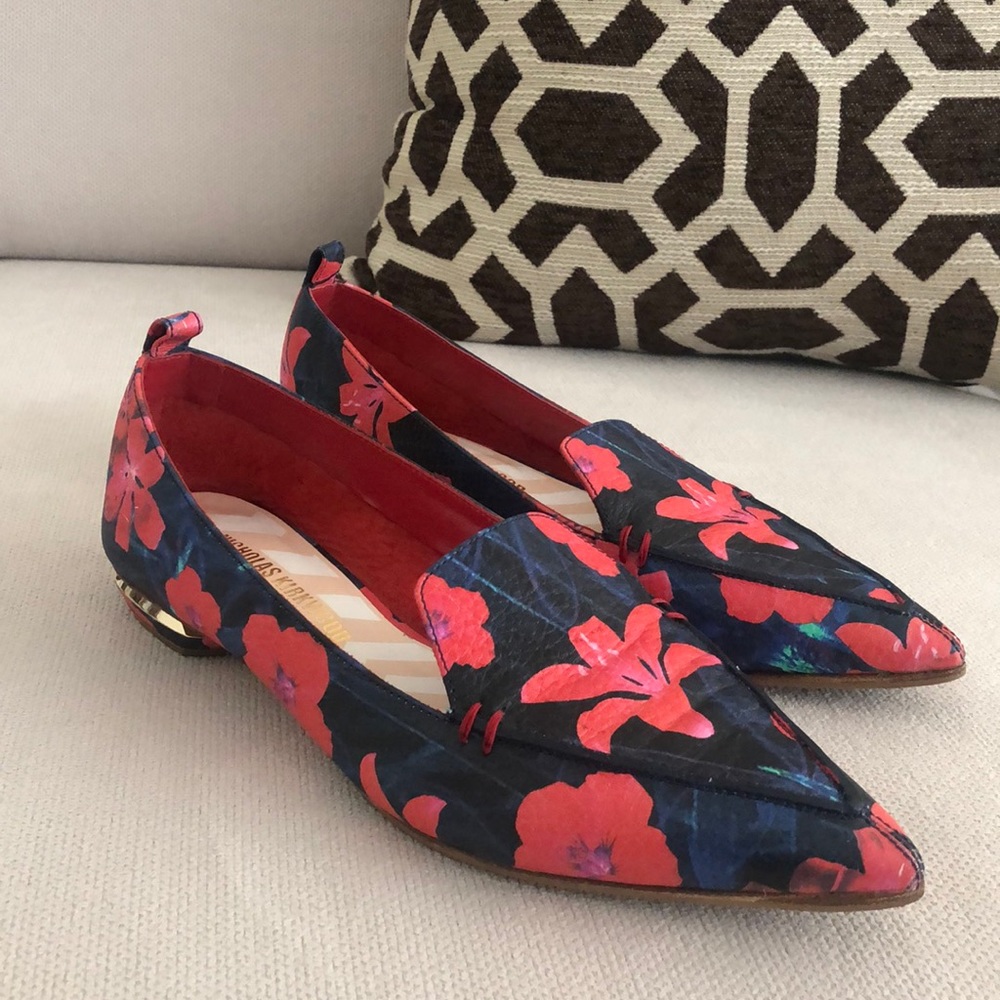 NICHOLAS KIRKWOOD BEYA NAVY FLORAL LOAFER 36 1/2